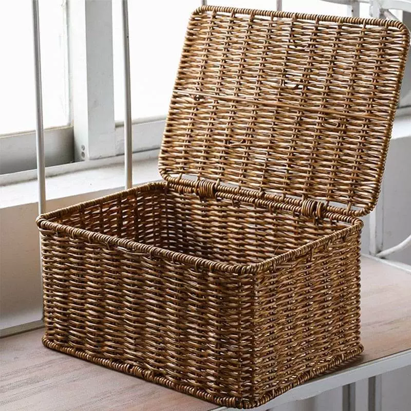 grey wicker storage basket 673