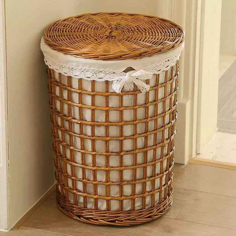 large white wicker laundry basket with lid 719