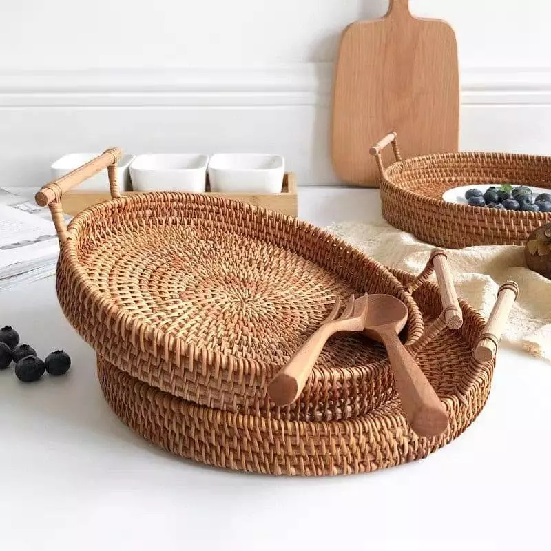 wicker tray with handles 783