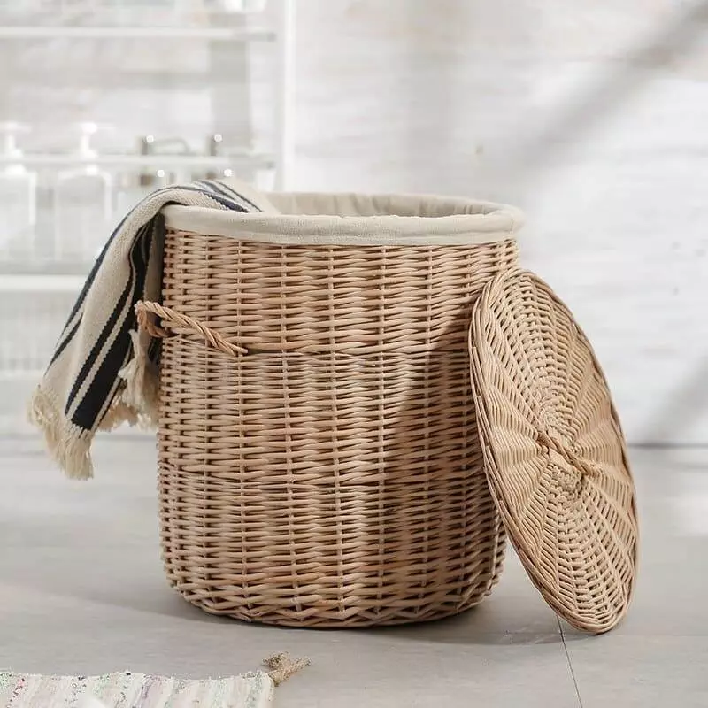 grey wicker laundry basket 546