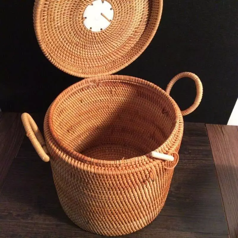 large wicker laundry basket with lid 483