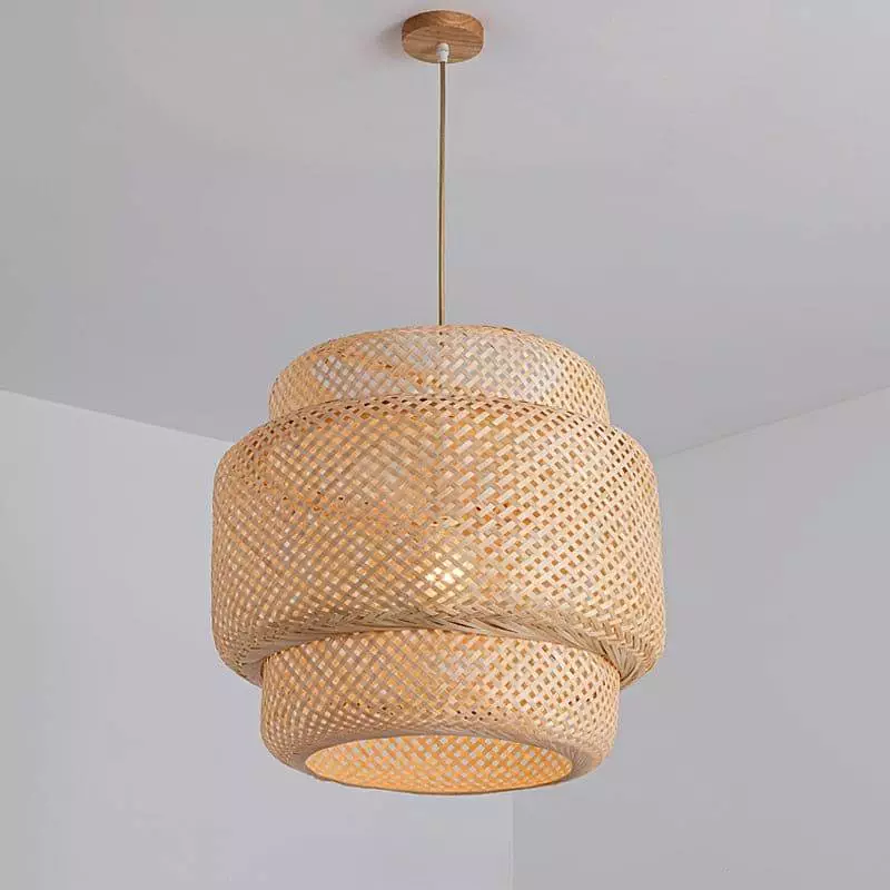 Round wicker light deals shade