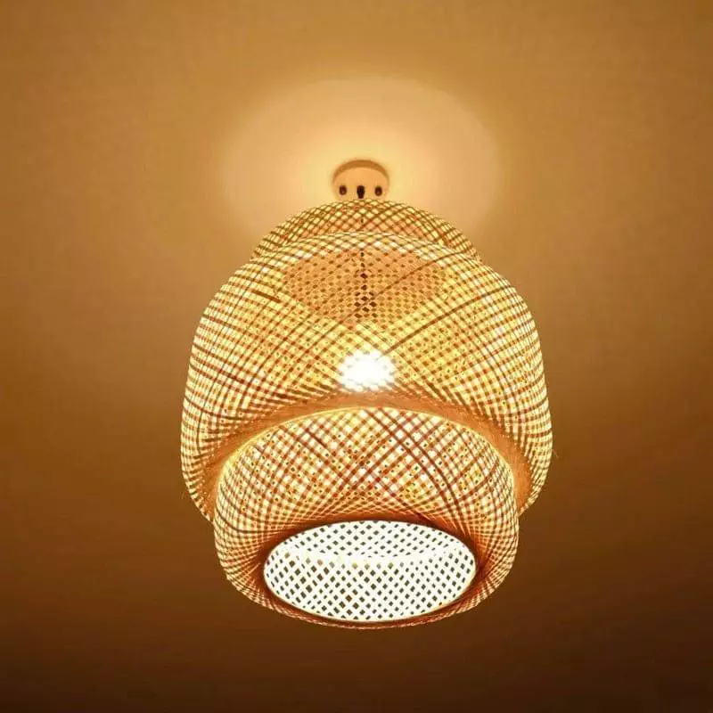 Round wicker on sale light shade