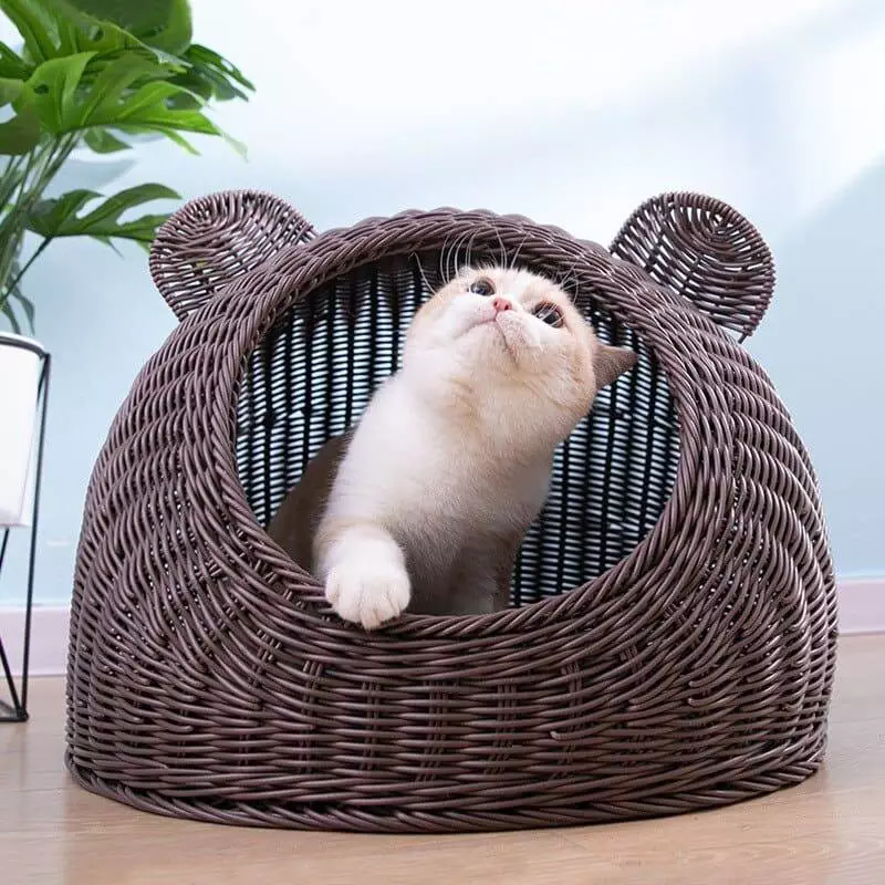 wicker dome cat bed 343
