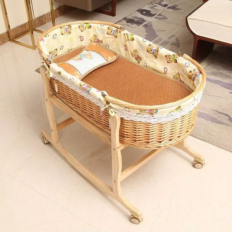 wicker moses basket with wheels 986
