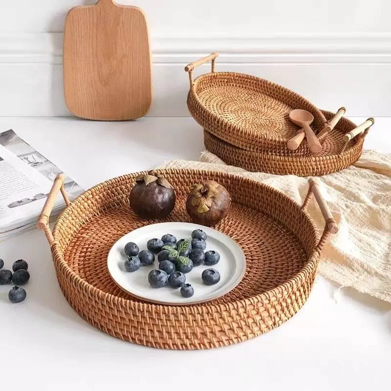 wicker tray with handles 378