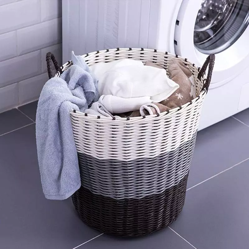 wooden wicker laundry basket 211