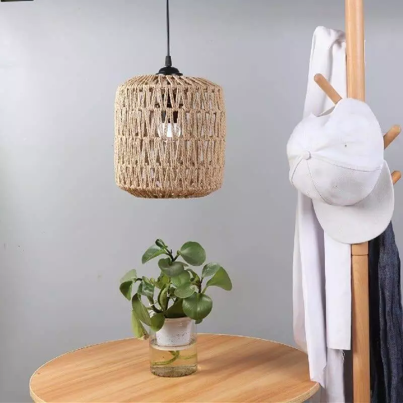 Wicker lamp deals shades small