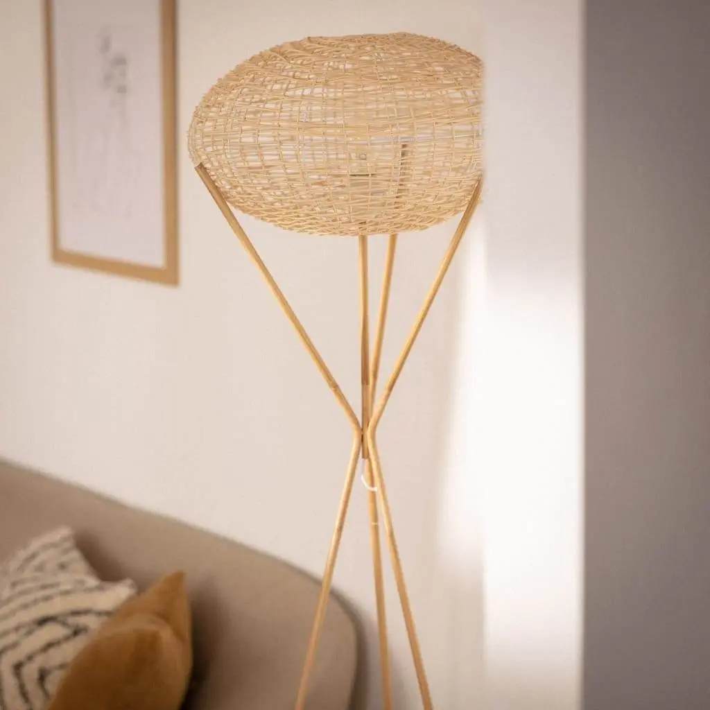 Wicker floor new arrivals lamp vintage